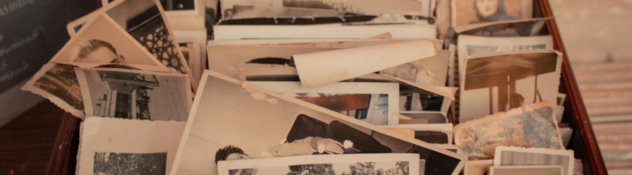 old phots in a brown box